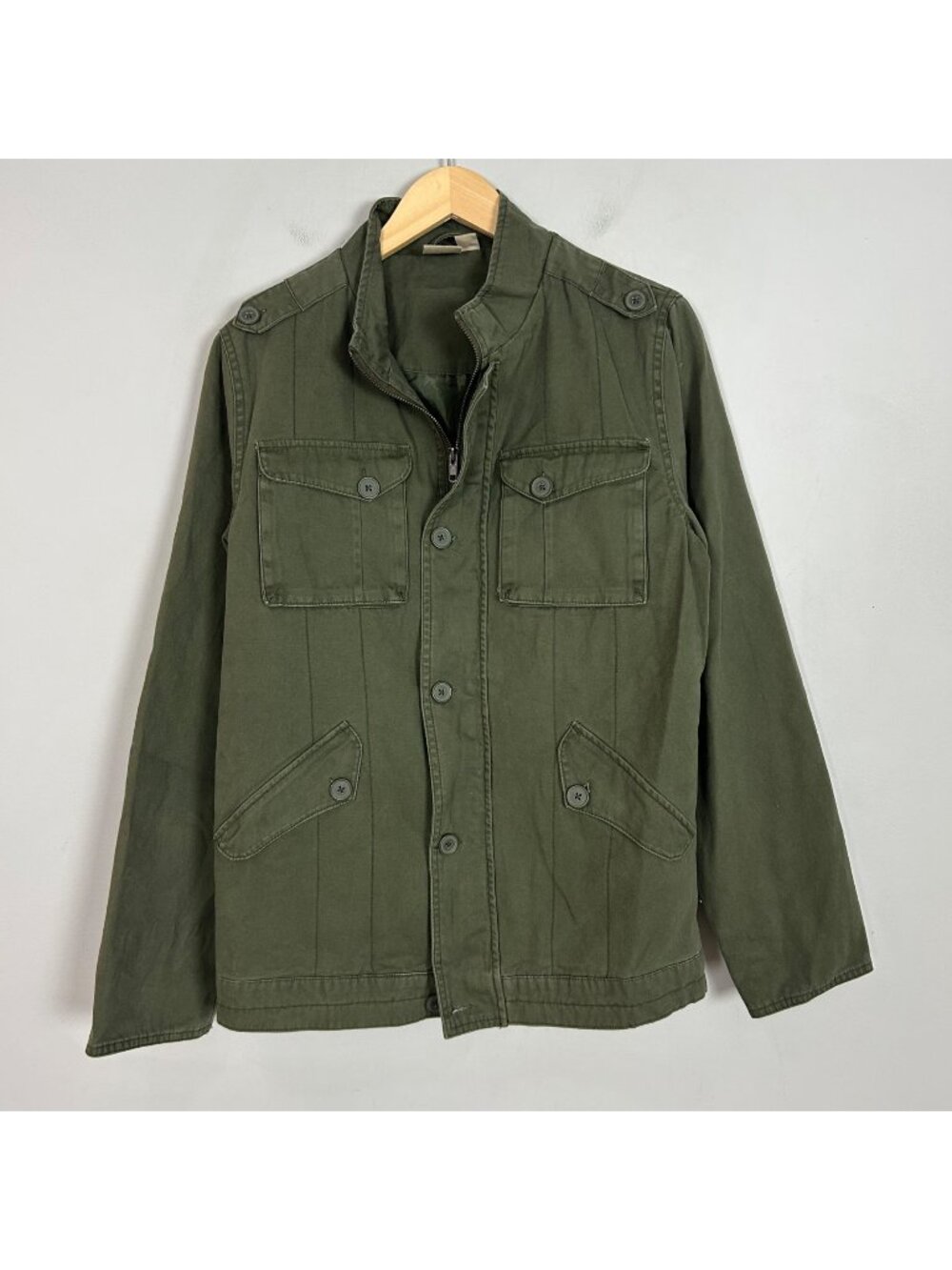 Vintage All Son Military Field Canvas Jacket Olive Drab Size Medium Men's
